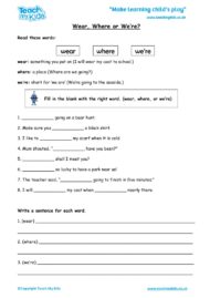 Worksheets for kids - wearwhere-or-were